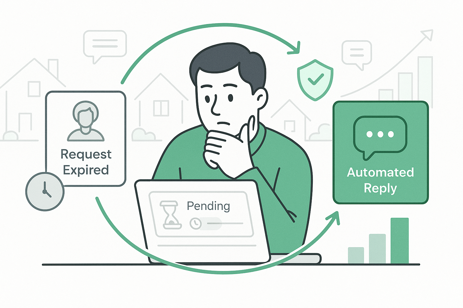 Host reviewing expired booking requests on property management dashboard