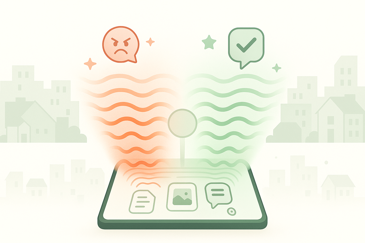 Property manager responding to negative review on tablet turning angry guest feedback into positive reputation management