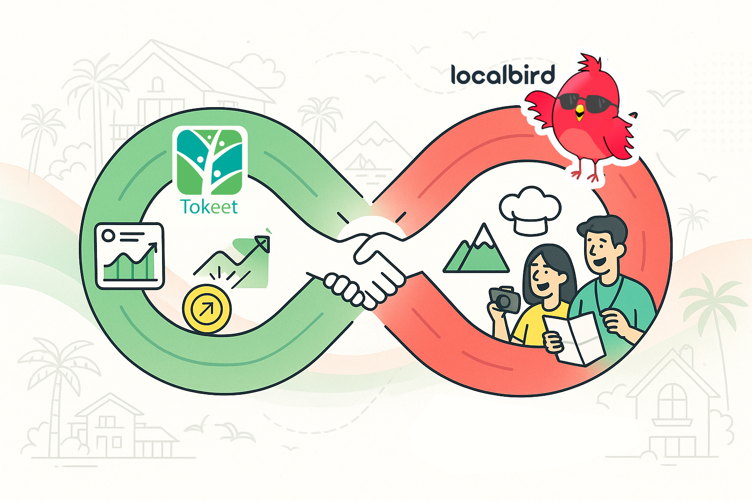 Tokeet and Localbird integration showing vacation rental guest experiences connecting hosts with analytics and travelers with local activities