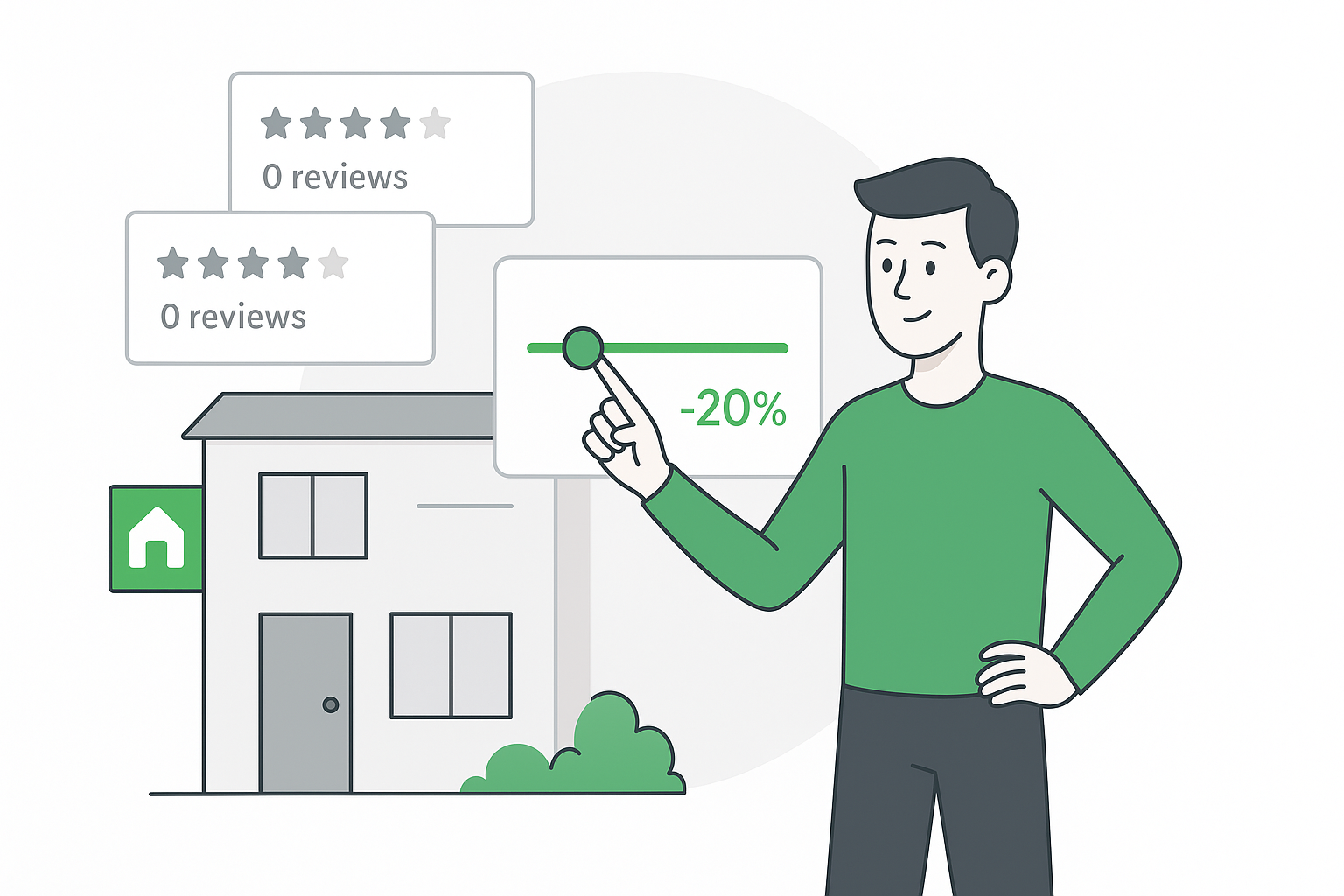 vacation rental with no reviews using 20% discount pricing strategy