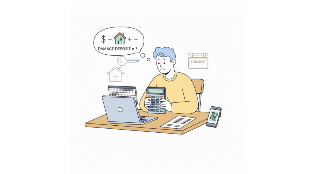 Host calculating damage deposit amount for vacation rental guest protection