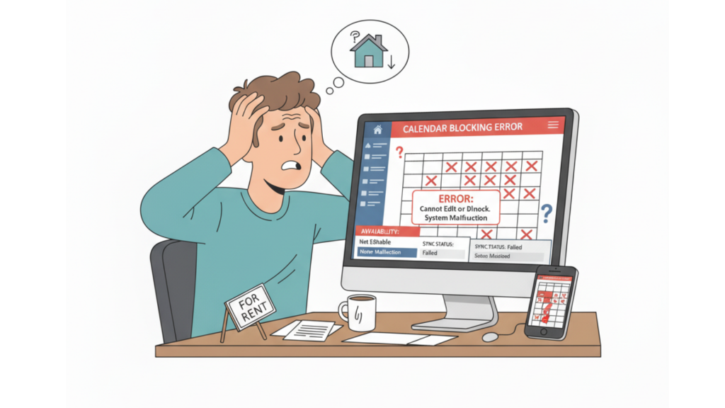 Calendar blocking error preventing host from managing vacation rental availability