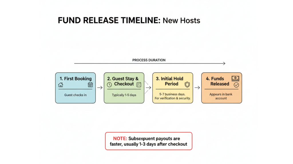 Fund release timeline for new rental property hosts