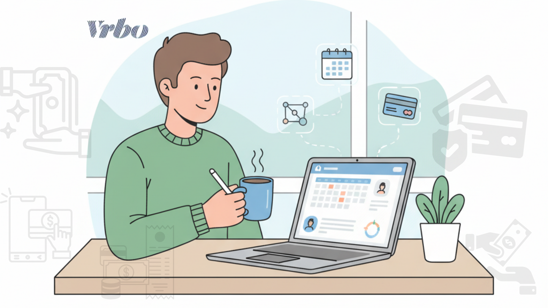 Vacation rental host reviewing how to change vrbo payment schedule on a laptop