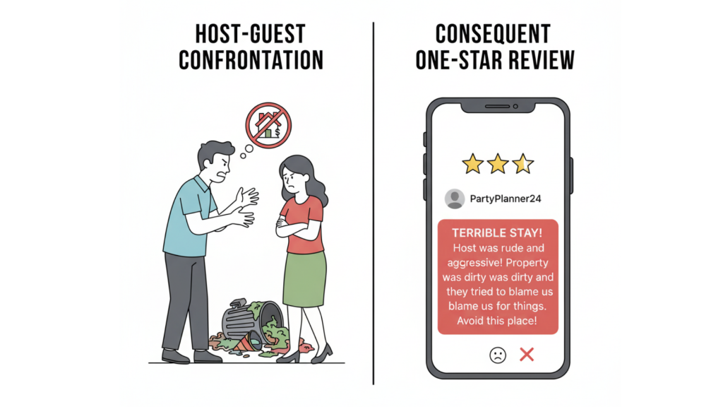 Bad guest reviews often follow house rule enforcement confrontations.
