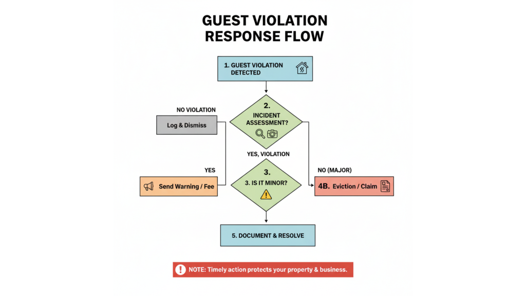 Decision framework for handling guest violations to prevent retaliatory reviews