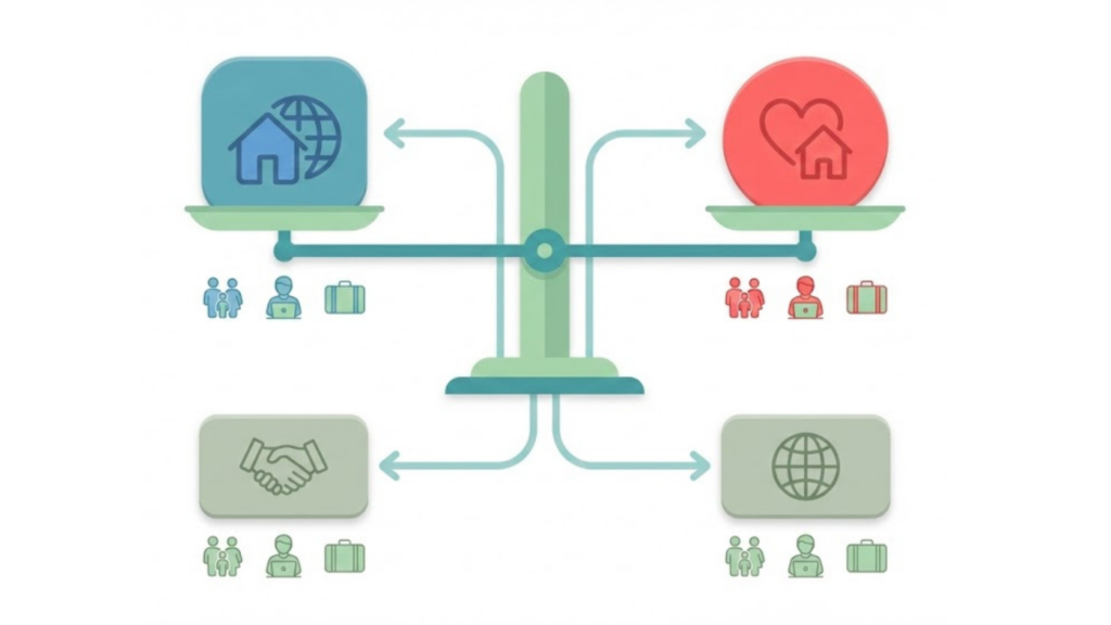 Illustration comparing Airbnb vs VRBO and other best short term rental platforms, showing different guest types for each channel.