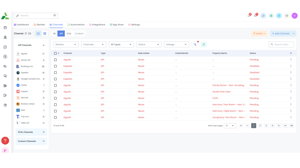 AdvanceCM channel manager dashboard syncing bookings and calendars from the best short term rental platforms in one place.