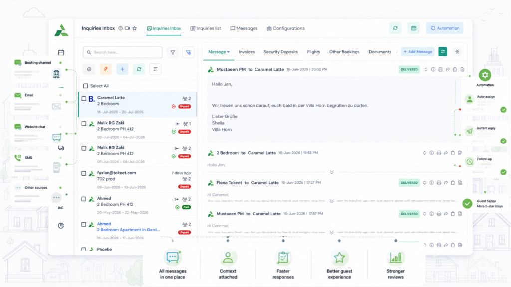 Booking.com property management with AdvanceCM Unified Inbox for centralized guest messages