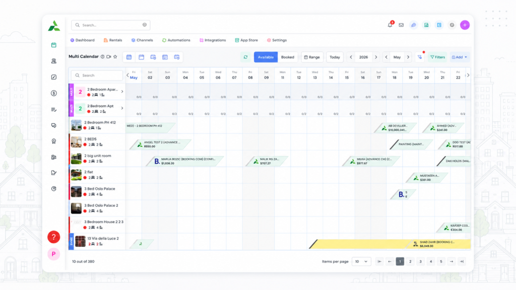 Booking.com property management with AdvanceCM Multi Calendar for bookings and availability