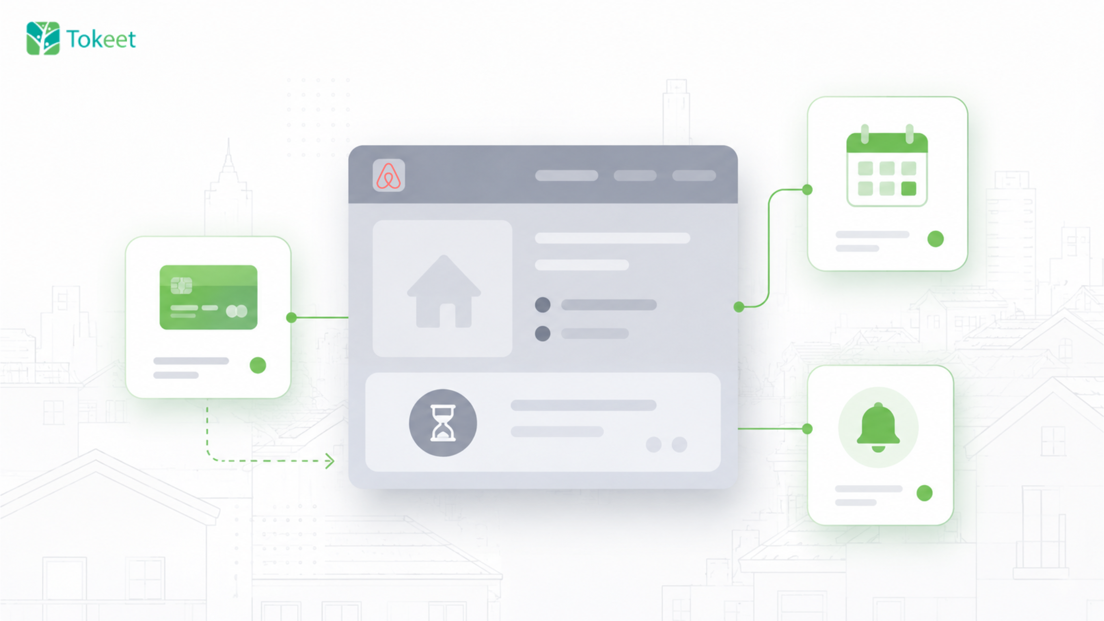 Illustration of a pending Reserve Now, Pay Later reservation card surrounded by payment and calendar icons, representing the uncertainty of an unpaid Airbnb booking.
