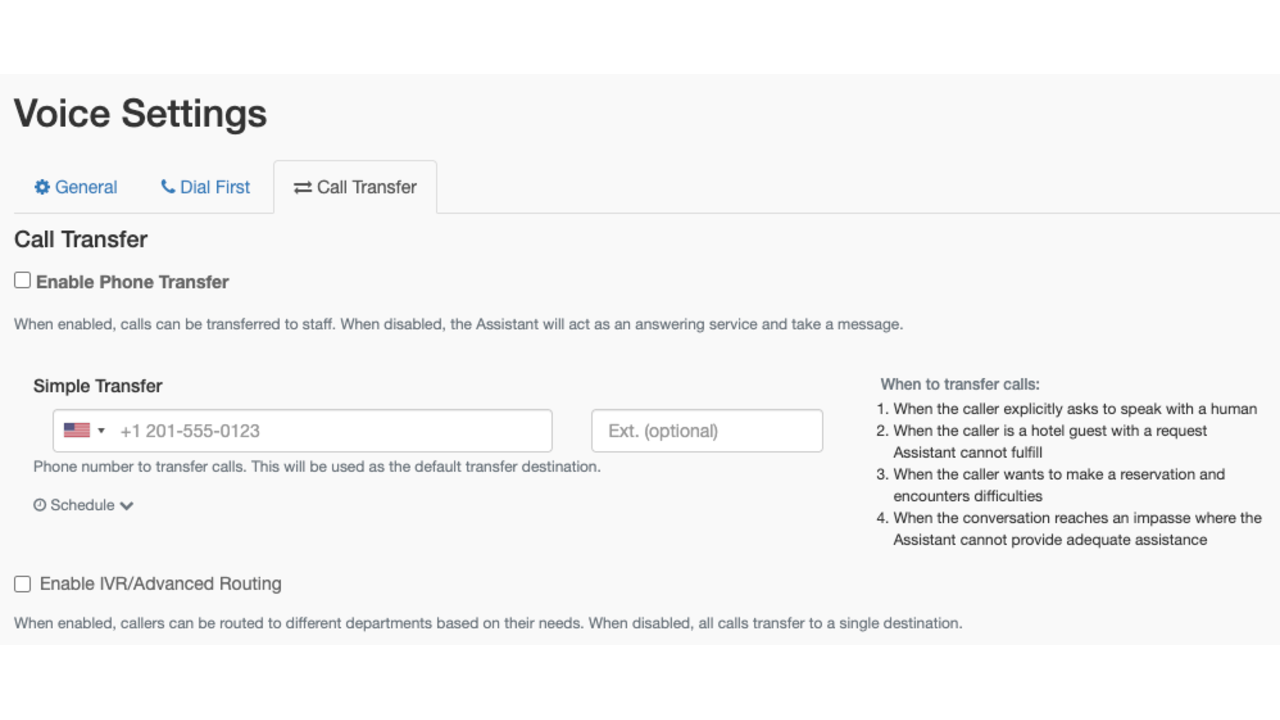 HelloShift DialFirst routing guest calls to staff before AI for AI call answering for vacation rentals.