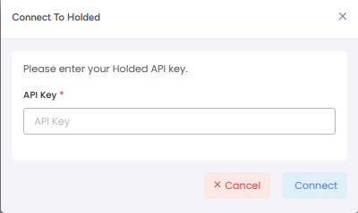 AdvanceCM Connect To Holded window asking for the Holded API key